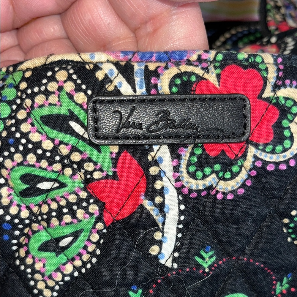 Vera Bradley Black Bohemian Paisley Floral Small Tote with Multicolor Accents - Picture 2 of 9